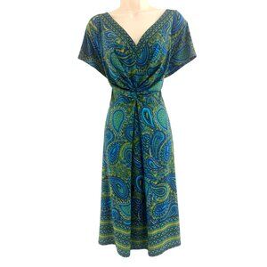 NorthStyle Green Blue Paisley Print Dress Size XL Summer Spring Fall Office